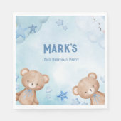 水色ブルーテディベアの子供 スタンダードランチョンナプキン (正面)