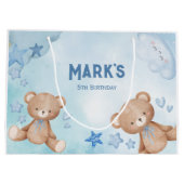 水色ブルーテディベアの子供 ラージペーパーバッグ (裏面)