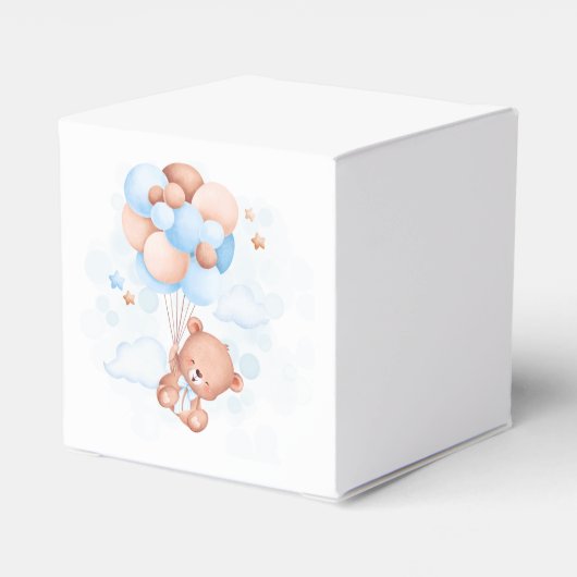 水色ブルーバルーンテディベア赤ちゃんシャワー フェイバーボックス (裏面サイド)
