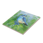 水色ブルーバードとオレゴン州グレープガーデンバード タイル (側面)