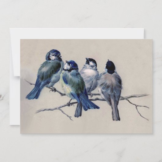 水色ブルーバードアンティーク有名絵画な マグネット招待状 (正面)