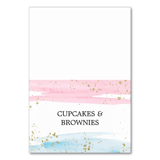 水色ブルーピンク性別が食品のテントカードを明らかにする テーブルナンバー (正面)