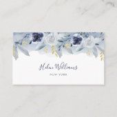 水色ブルーフラワーズビジネスカード 名刺 (正面)