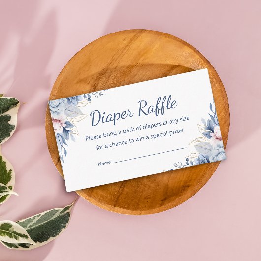 水色ブルーフローラおむつ赤ちゃんシャワー エンクロージャーカード