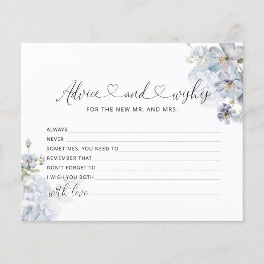 水色ブルーフローラアドバイスとウィッシュカード (正面)