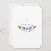 水色ブルーフローラフレームクロスボーイバプテスマ 招待状 (裏面)