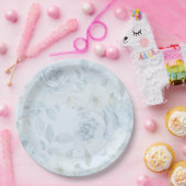 水色ブルーフローラミニマル結婚リスト ペーパープレート (パーティー)