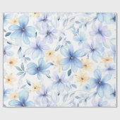 水色ブルーフローラ ラッピングペーパー (フラット)