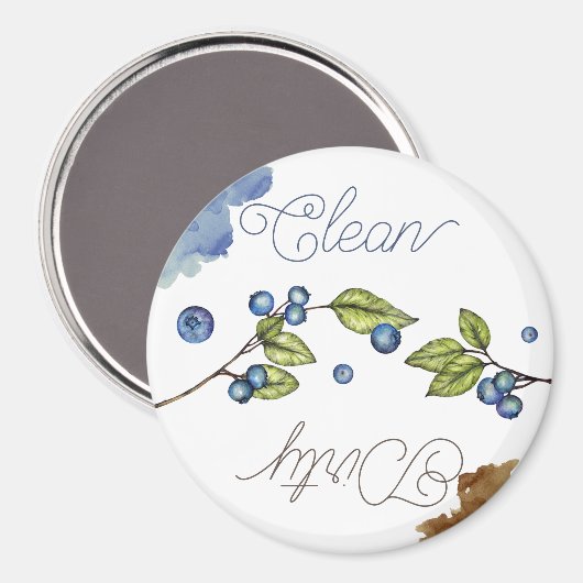 水色ブルーベリークリーン汚れ磁石 マグネット (正面/裏面)