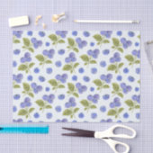 水色ブルーベリーフルーツ葉とライトブルー 薄葉紙 (クラフト)