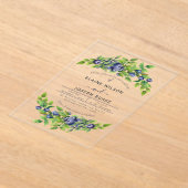 水色ブルーベリー青いボタニ結婚ーズ アクリル招待状 (レイダウン)