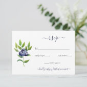 水色ブルーベリー青いボタニ結婚ーズ 出欠カード (スタンド正面)