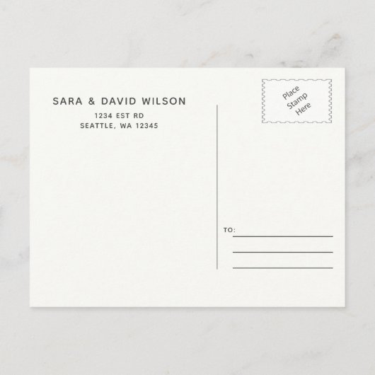 水色ブルーベリー青いボタニ結婚ーズ 案内ポストカード (裏面)