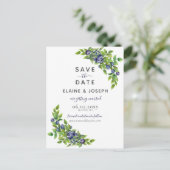 水色ブルーベリー青いボタニ結婚ーズ 案内ポストカード (スタンド正面)