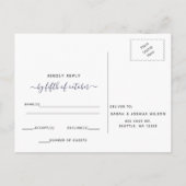 水色ブルーベリー青い植物結婚式Rsvp インビテーションポストカード (裏面)