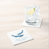 水色ブルーホエー結婚ル スクエアペーパーコースター (インサイチュ)