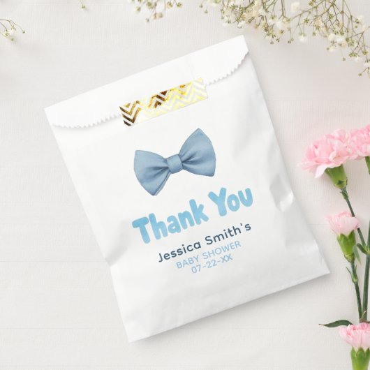 水色ブルーボウタイ赤ちゃんシャワーありがとうバッグ フェイバーバッグ (封をした状態)