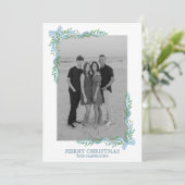 水色ブルーボーガーランドフォトホリデーカード シーズンカード (スタンド正面)