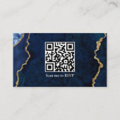 水色ブルーマーブルウェディングRSVP QRバック エンクロージャーカード (裏面)
