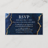 水色ブルーマーブルウェディングRSVP QRバック エンクロージャーカード (正面)