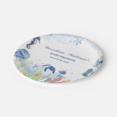 水色ブルー海のベビーシャワーの下 ペーパープレート (アングル)