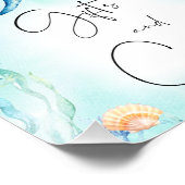 水色ブルー海海の赤ちゃんシャワーのギフトサイン フォトプリント (角)