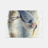 水色ブルー素晴らしヘロン鳥野獣自然 フリースブランケット (正面(横))