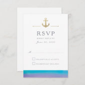 水色ブルー航海のホワイトレスポンスRSVPカード 出欠カード (正面/裏面)