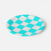 水色ブルー/白市松模様に ペーパープレート (アングル)