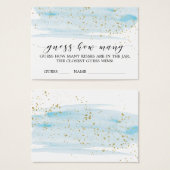 水色ブルー&金ゴールド推測いくつのキスカード (正面&裏面)