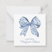 水色ブルーChinoiserieボウギフトエンクロージャー ノートカード (正面)