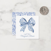 水色ブルーChinoiserieボウギフトエンクロージャー ノートカード (正面/裏面インサイチュ)