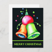 水色ブロブベル – クリスマスカード (正面/裏面)