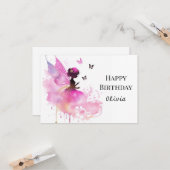 水色プリンセスデジタルフェアリー誕生日 カード (正面/裏面インサイチュ)