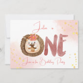 水色ヘッジホッグ第1誕生日招待状 招待状 (正面)