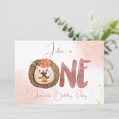 水色ヘッジホッグ第1誕生日招待状 招待状 (スタンド正面)