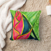 水色ヘリコニア熱帯花 クッション (ブランケット)