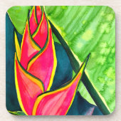 水色ヘリコニア熱帯花 コースター (正面)