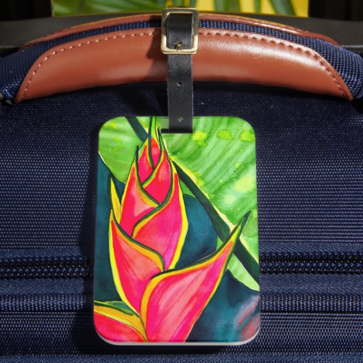 水色ヘリコニア熱帯花 ラゲッジタグ (正面インサイチュ2)