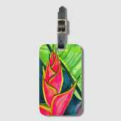 水色ヘリコニア熱帯花 ラゲッジタグ (正面縦)