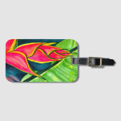 水色ヘリコニア熱帯花 ラゲッジタグ (正面横)