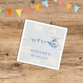 水色ヘリコプターキュートウルフファースト誕生日 スタンダードカクテルナプキン