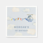 水色ヘリコプターキュートウルフファースト誕生日 スタンダードカクテルナプキン (正面)