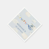 水色ヘリコプターキュートウルフファースト誕生日 スタンダードカクテルナプキン (角)