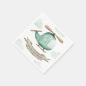 水色ヘリコプタ誕生日 | かわいい子供たちパーティー スタンダードカクテルナプキン (角)