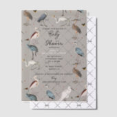水色ヘロン鳥エグレ自然赤ちゃんシャワー ベラム紙招待状 (オフセット (招待状))