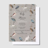 水色ヘロン鳥エグレ自然赤ちゃんシャワー ベラム紙招待状 (オフセット)