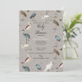 水色ヘロン鳥エグレ自然赤ちゃんシャワー 招待状 (スタンド正面)