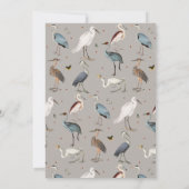水色ヘロン鳥エグレ自然赤ちゃんシャワー 招待状 (裏面)