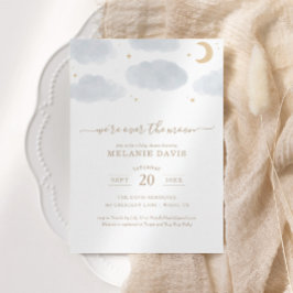 水色ベビーシャワーの上 招待状